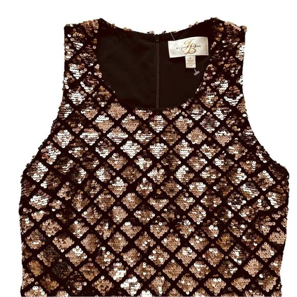 JB by Julie Brown Dress Gold Sequins Diamond Pattern Sleeveless Party Small - Picture 8 of 12